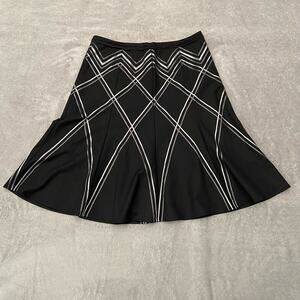 The Limited Midi Skirt Womens 10 US M Black Gray Polyester Blend Pintuck Pleated